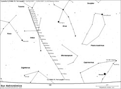 Mapa C/2006 P1 Mc Naught :: Sur Astronómico