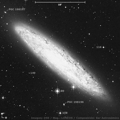 Detalles de NGC 253 (magnitudes fotométricas de LONEOS, sin punto decimal)[/