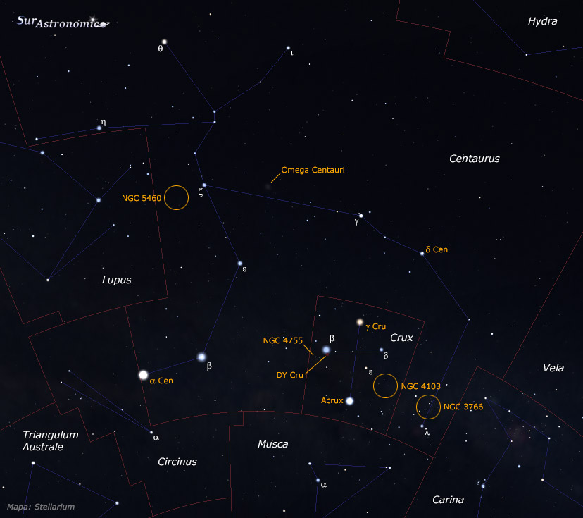 Objetos Fáciles en Crux y Centaurus