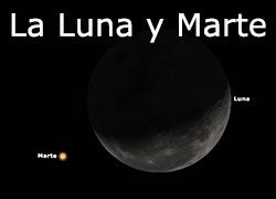 Conjunción entre la Luna, Marte y Júpiter